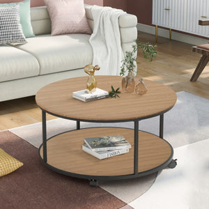 VARMON Rustic Round Coffee Table